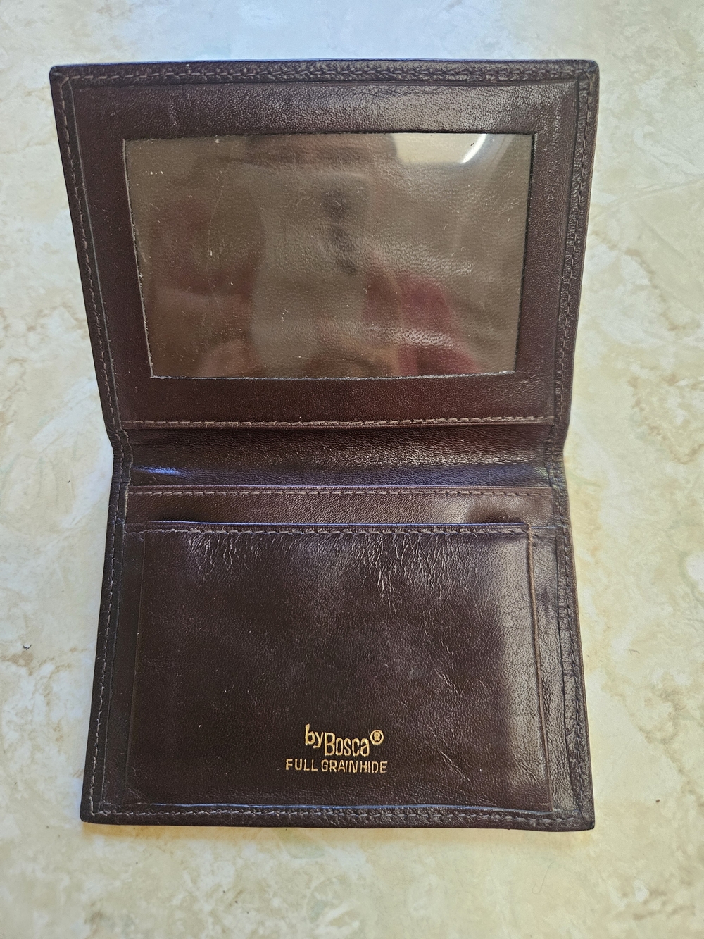 Bosca Men’s Leather ID Wallet in Dark Brown